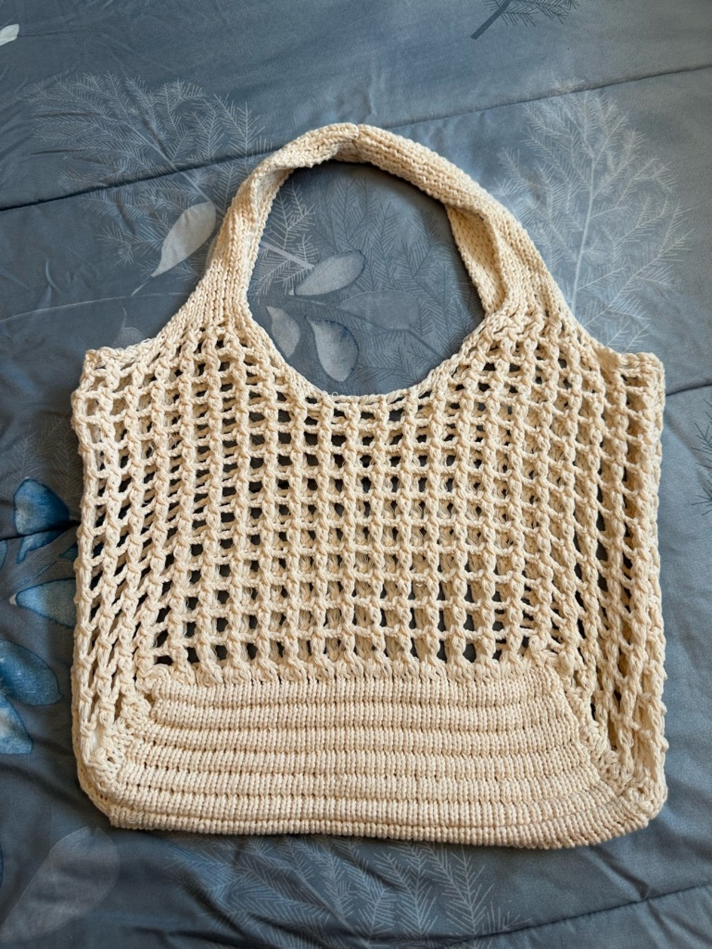 NWOT Handmade Beige Crochet Market Tote Bag